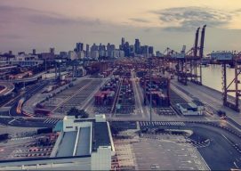 A port at sunset