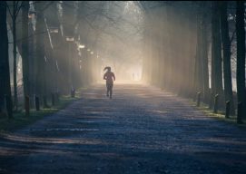 Woman running in a park